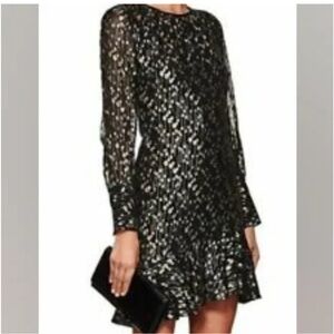Derek Lam Elegant Black and Gold Metallic Women's Dress